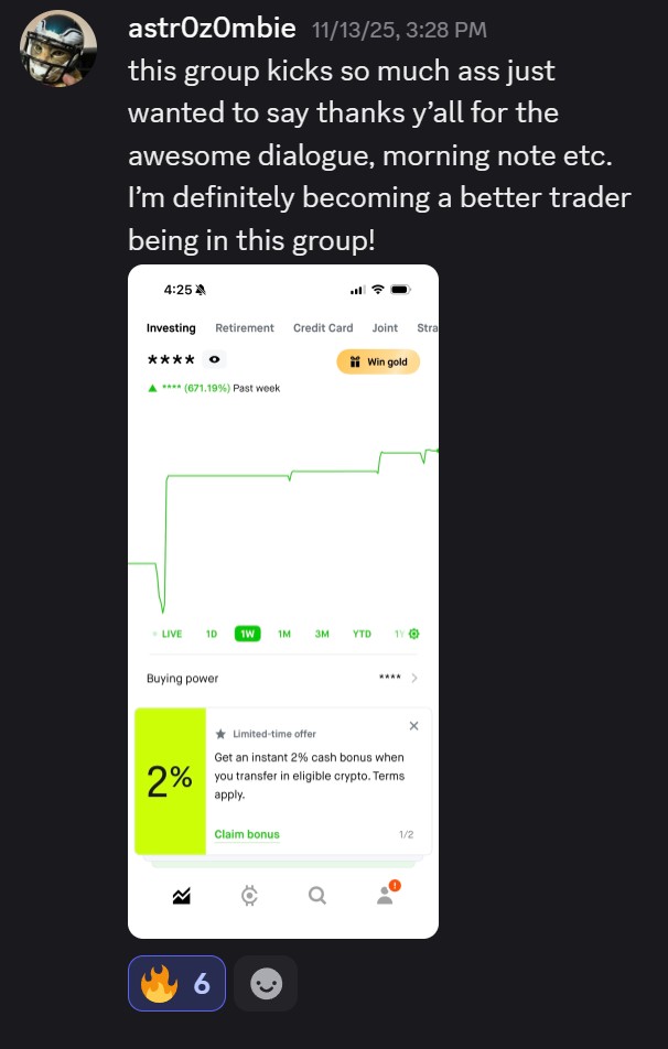 Alpha Pod Discord trade execution screenshot