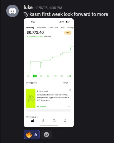 Alpha Pod member showing 400% profit on SPX 0DTE calls in Discord