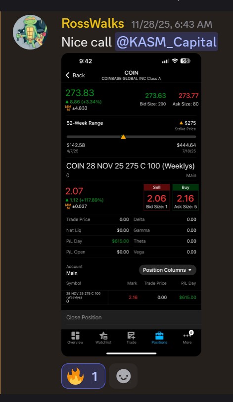 Member profit screenshot from 0DTE SPX trading alert
